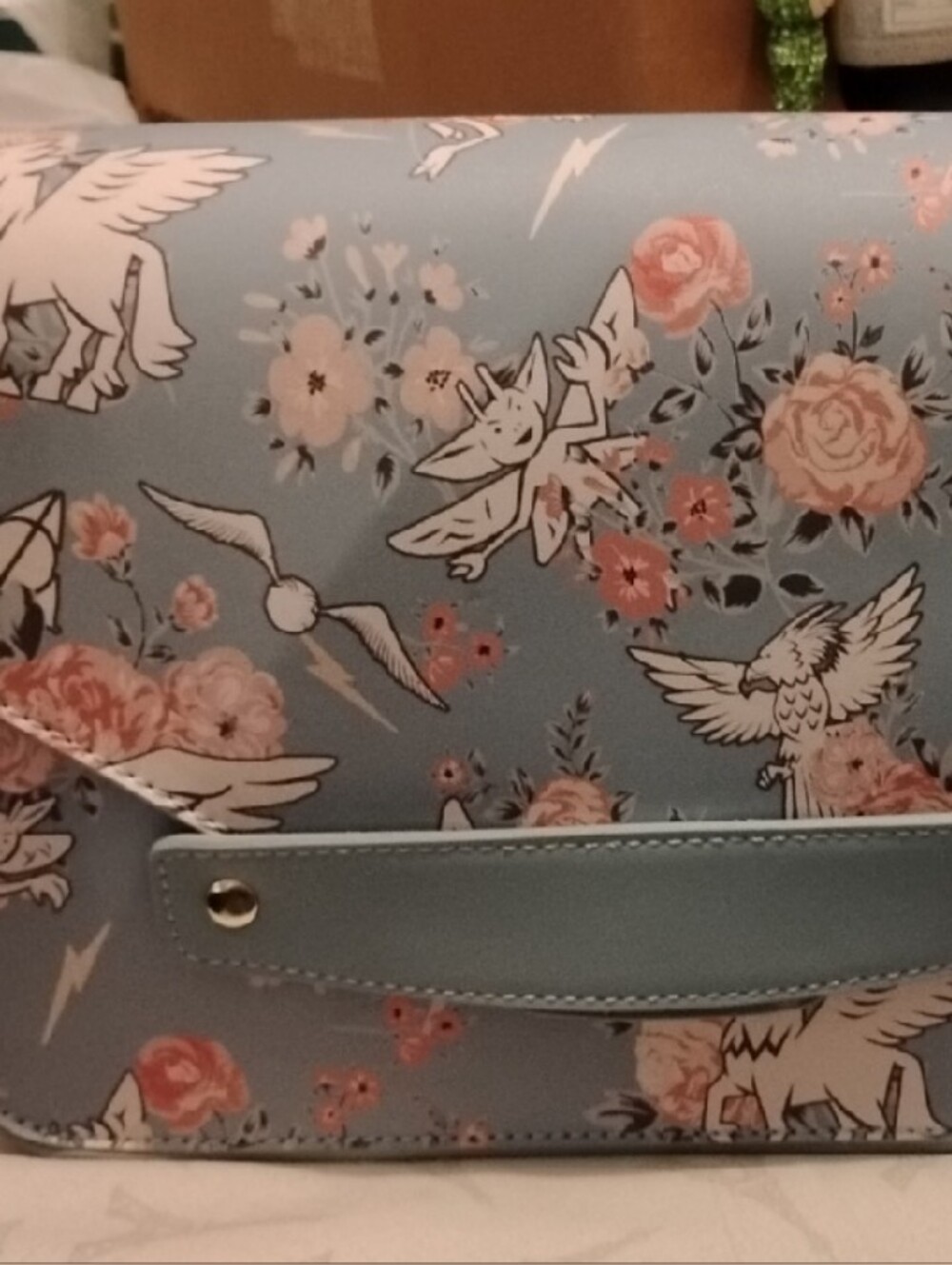 Loungefly Harry Potter Blue Floral Illustration Crossbody Bag Unique Print